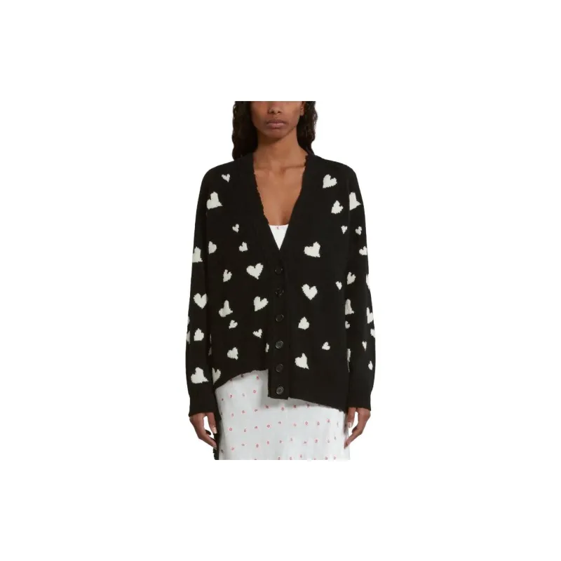 MARNI Heart Printed V Neck Button Up Cardigan-1