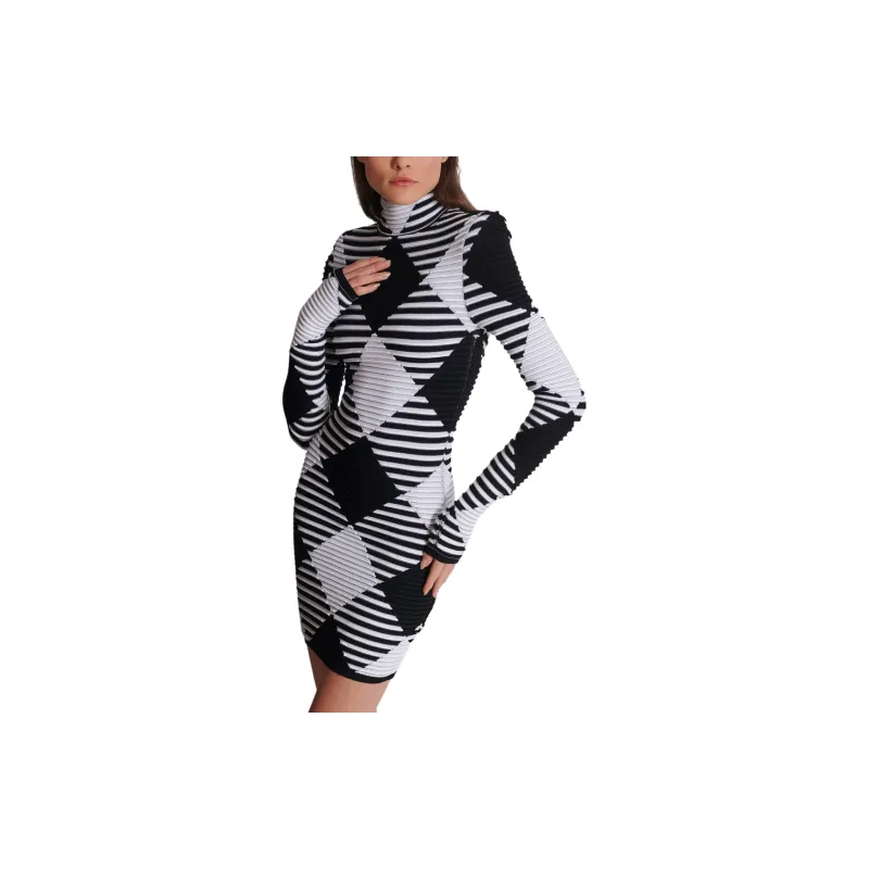 BALMAIN Two Toned Jacquard Mini Dress-2