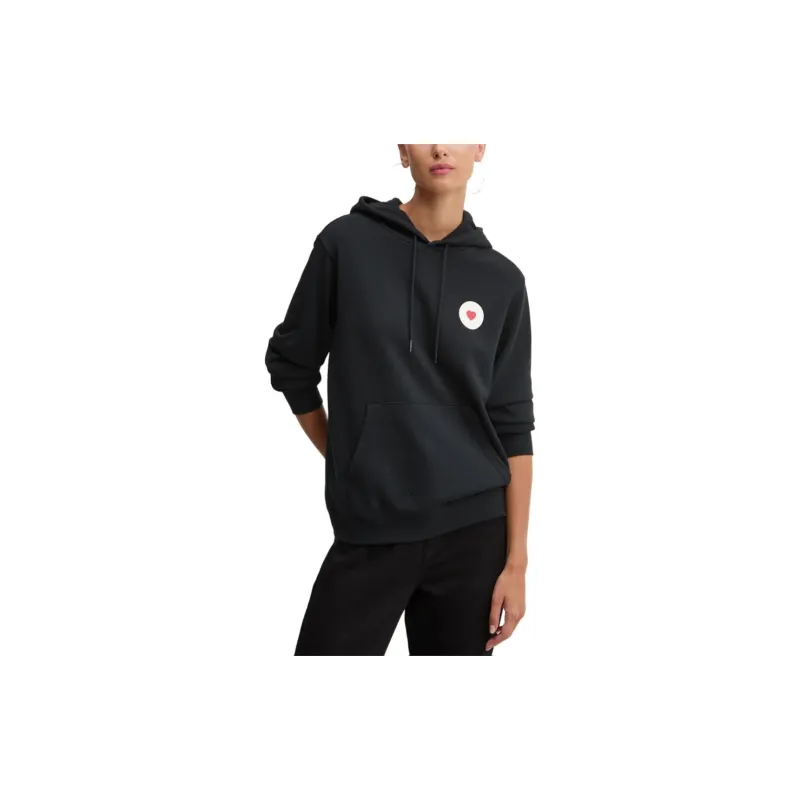 Converse Y2K Heart Pullover Hoodie Sweatshirt Women's Black-3