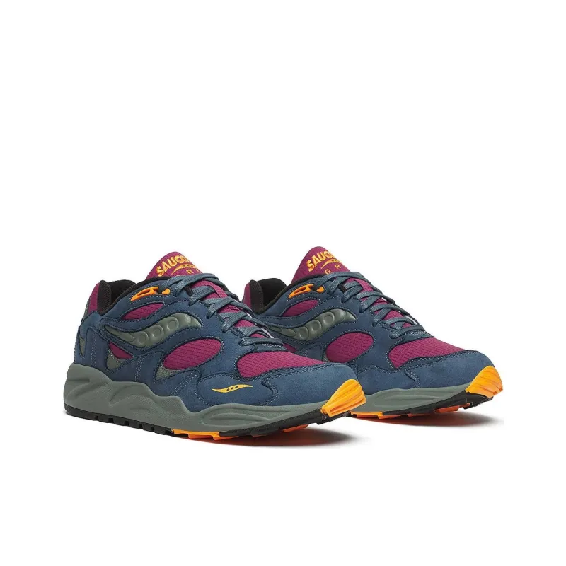 Saucony Grid Shadow 2 Anti Slip Wear Resistant Low Top Running Shoes Unisex Purple Gray-2
