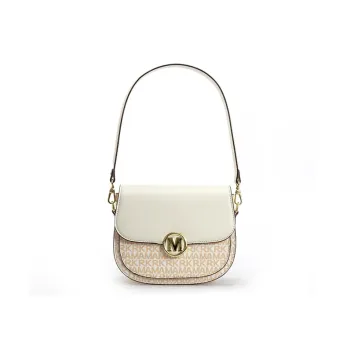 FAIRWHALE PVC Saddle Bag, Shoulder Bag Regular Women's Vanilla White/Acorn Brown