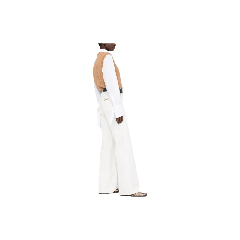 GUCCI Horsebit embellished Cotton Trousers-3