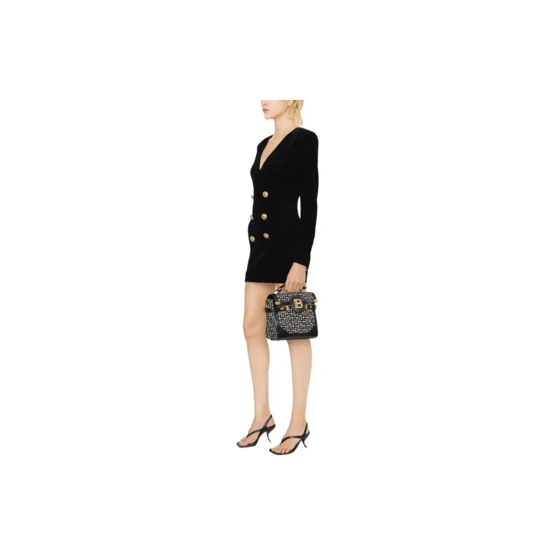 BALMAIN Long Sleeved Dresses Women's Black-2