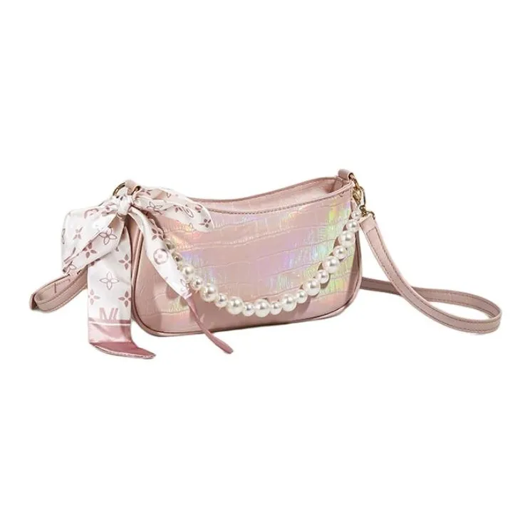 Dusen Kangaroo PU Shoulder Bag Regular Women's White/Pink-4