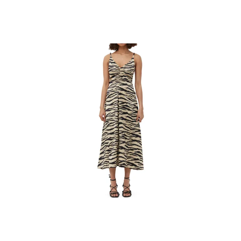 GANNI Sleeveless Dresses Women's Khaki-2