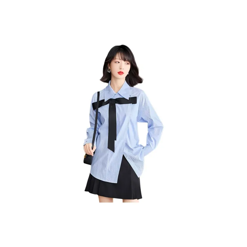 La Chapelle Shirt Women's Blue Stripes-3