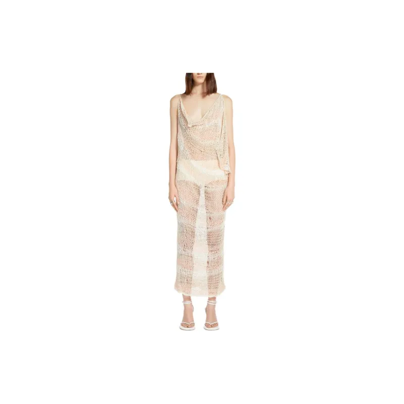 SportMa Luciana Collection Striped Knit Dress Sleeveless Dress Women's Beige-1