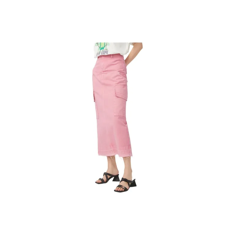 CoLove Denim Long Skirts Women's Light Pink-3