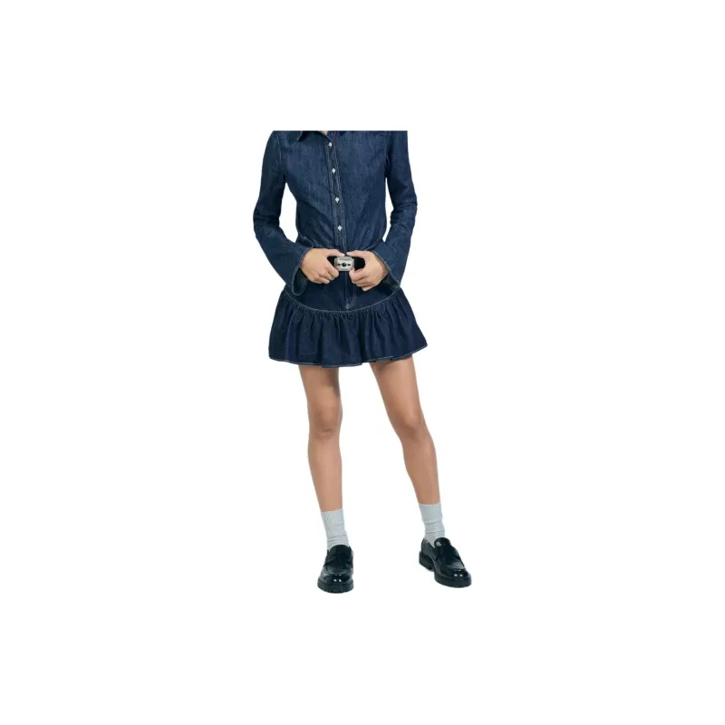 ZARA Trf Denim Short Skirts Women's Blue-4
