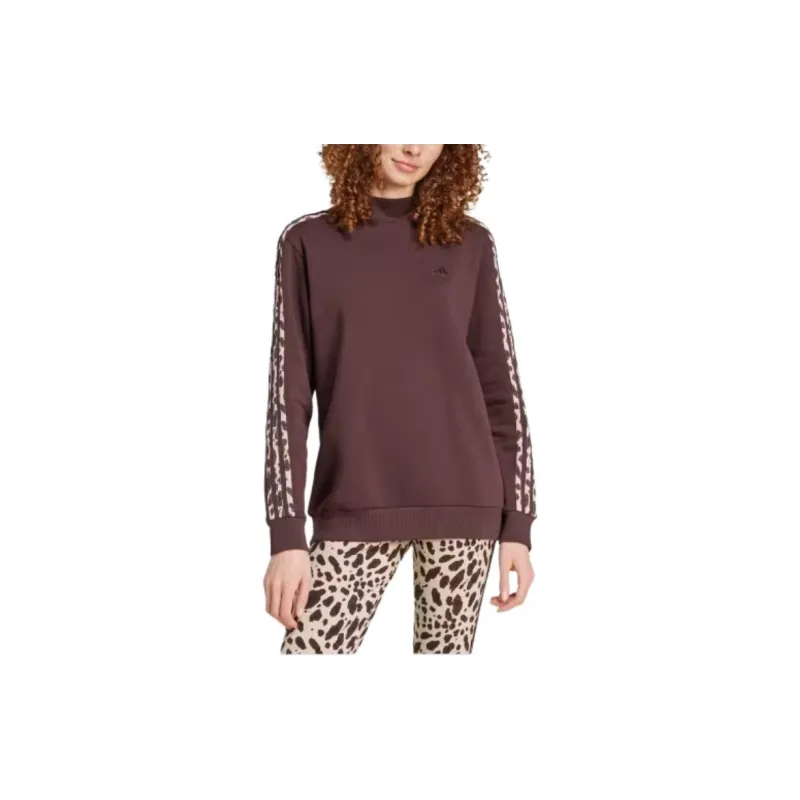 Adidas Free Shipping With AdiClub Essentials 3-Stripes Animal-Print Sweatshirt-1