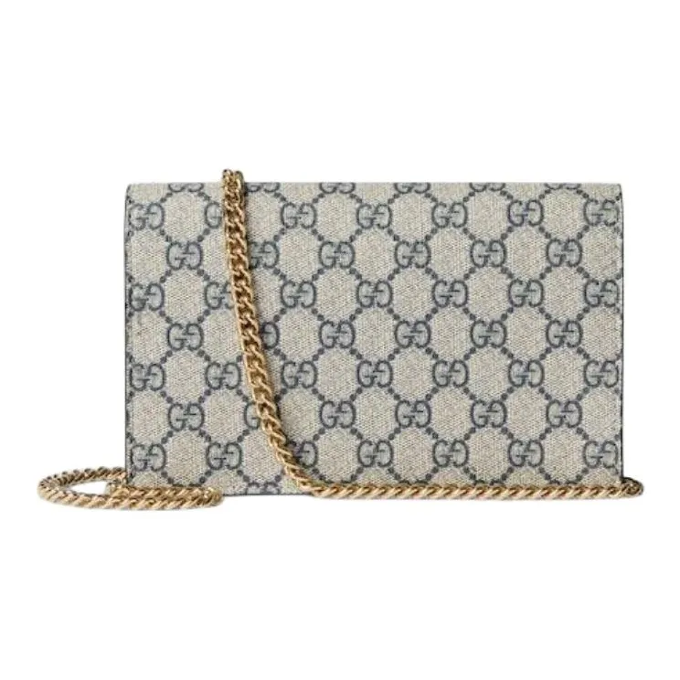 GUCCI Canvas Bag, Crossbody Bag, Shoulder Bag Trumpets Unisex Beige And Blue-3