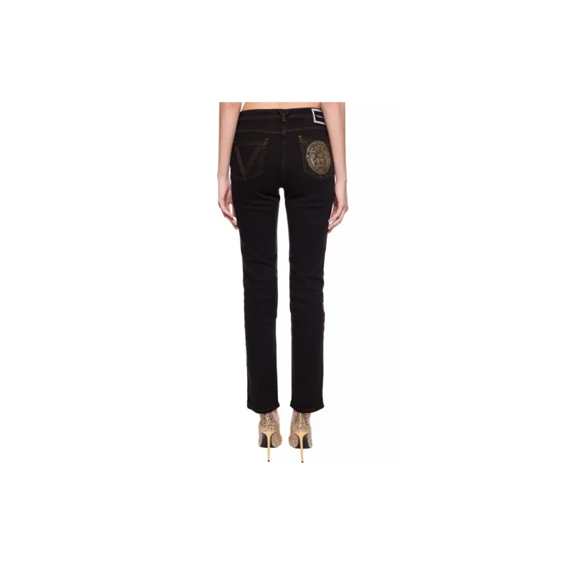 VERSACE VERSACE Denim Trousers Women's Black-2