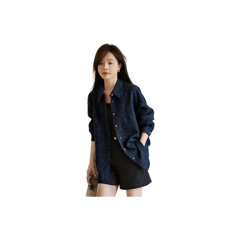 Mo Han Yi Mei Shirt Women's Navy Blue-1