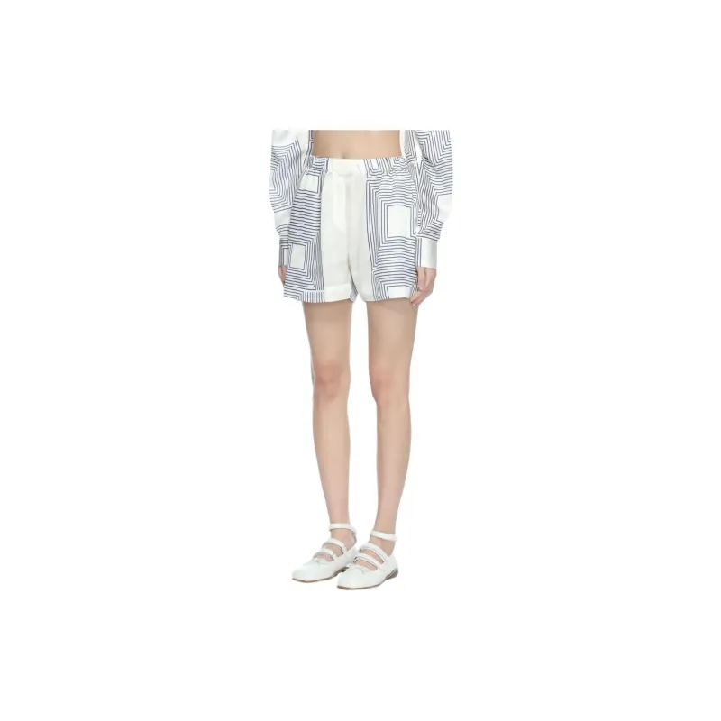 LOW CLASSIC Geometric-print Satin-finish Shorts-4