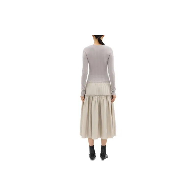 THEORY Long-Sleeved Dresses Women's Lime Gray-3