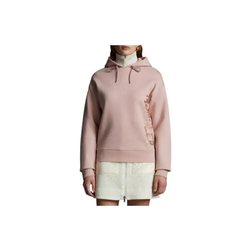 Moncler Women's Metallic Spray Effect Logo Print Hoodie Petal Pink-2
