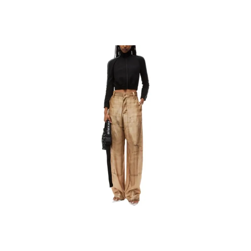 T By Alexander Wang Cropped Logo Webbing Tape Track Jacket Black-3