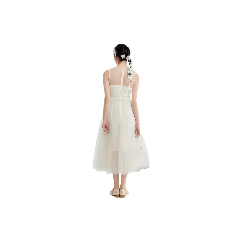 ZIHAN Sleeveless Dress Women's Beige Gold-1
