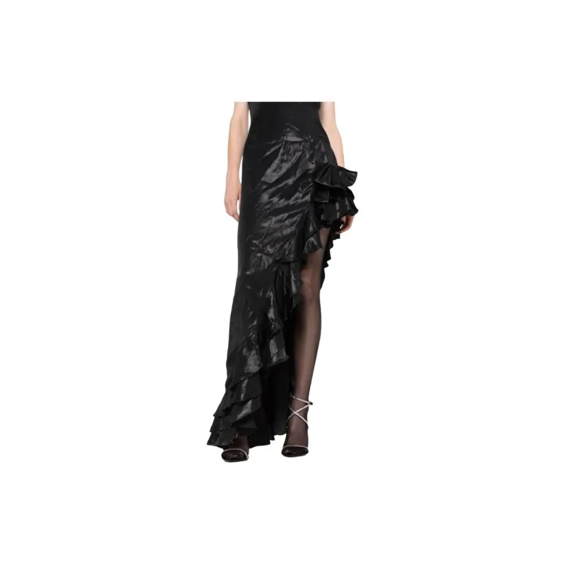 Alessandra Rich Ruffled Asymmetrical Midi Dress-2