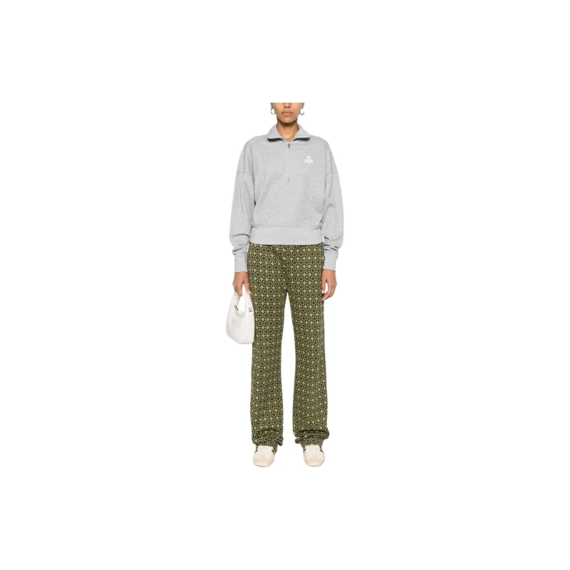 ISABEL MARANT ETOILE Ross Logo Flocked Zip Up Sweatshirt-1