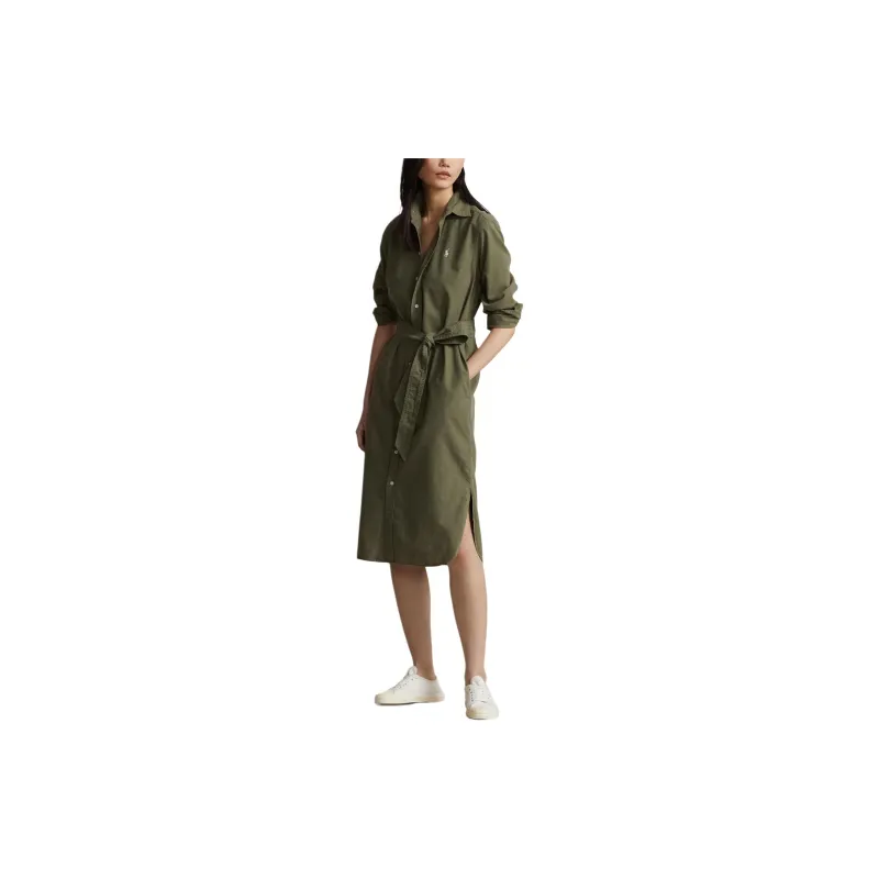 Polo Ralph Lauren SS24 Long-Sleeved Dresses Women's Olive Green-1