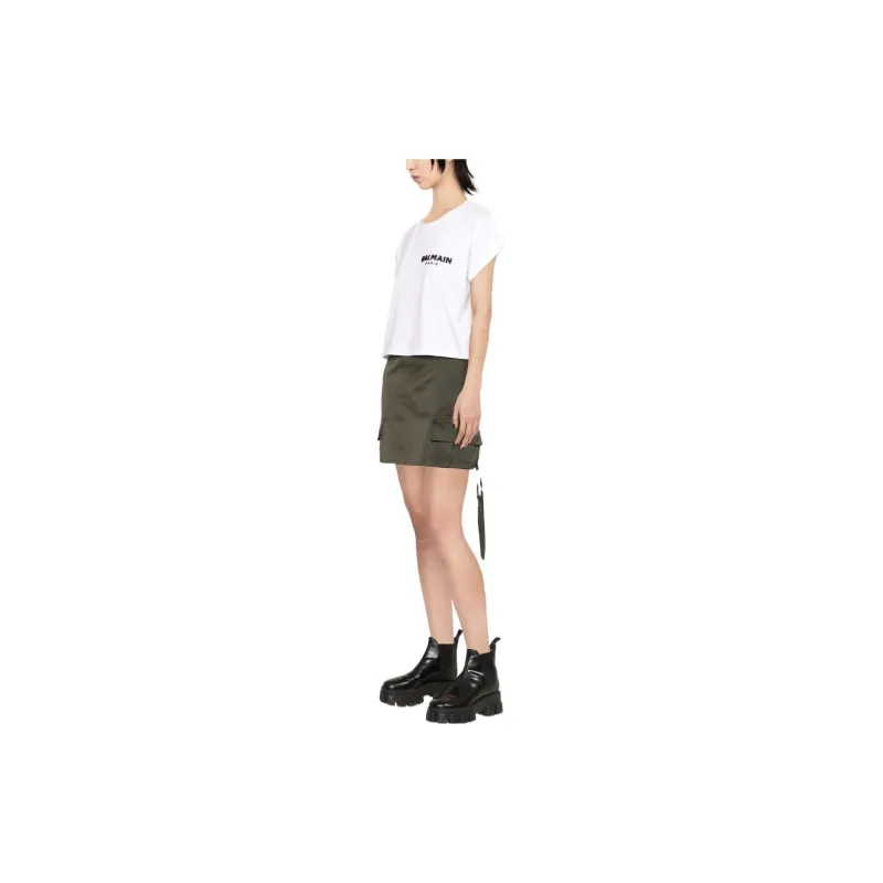 BALMAIN Sequin Logo Round Neck T shirt-3