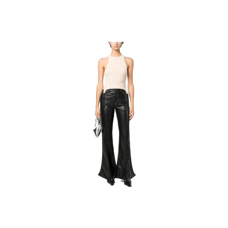 COURREGES Logo embroidered Ribbed Tank Top-2