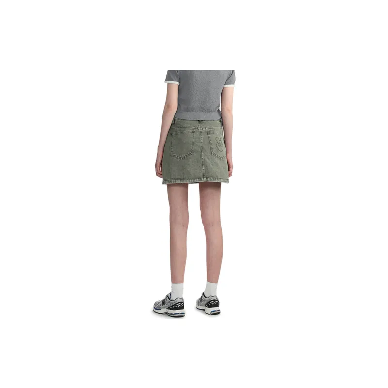 Mini Cream Denim Shorts Women's Green-3