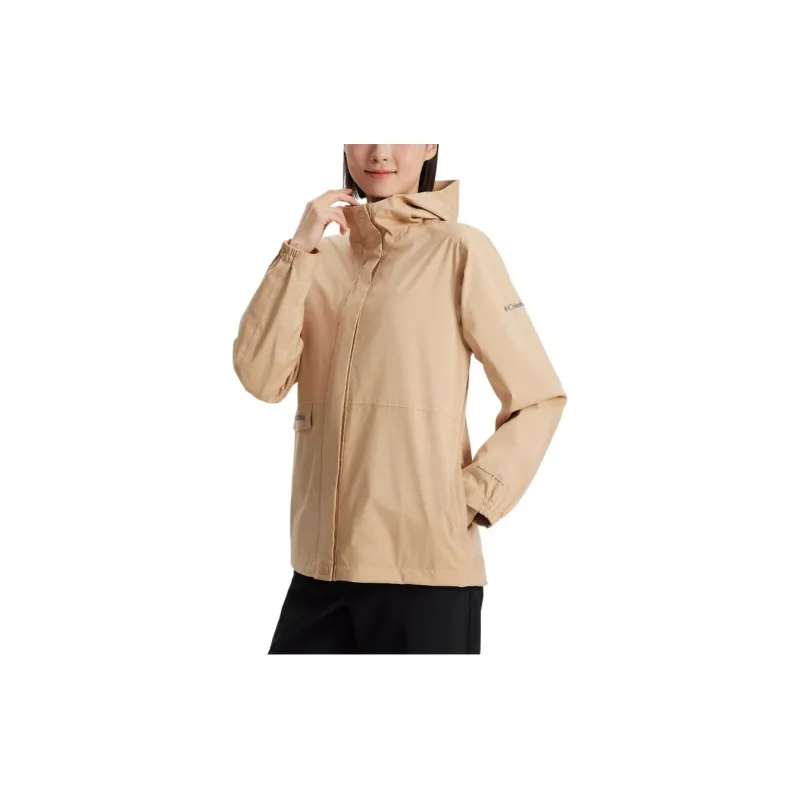 Columbia Hiking Waterproof And Windproof Windbreaker Jacket Women's Light Brown-2