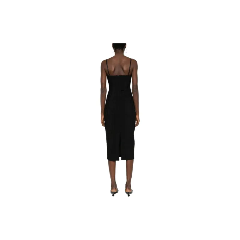 Blumarine 3D Rose Patch Midi Pleated Dress-2