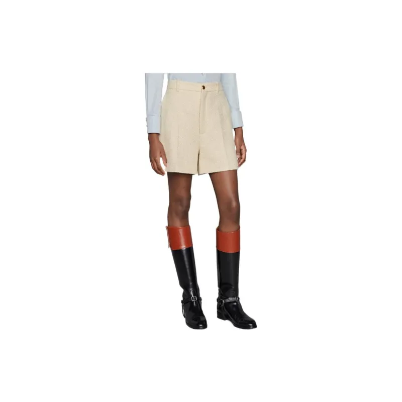 GUCCI High Rise Tweed Shorts Cream-1