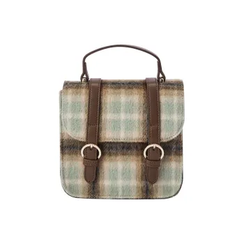 SEM/R Fabric Crossbody Handbags Medium Size Women's Coffee Tone/Green Tone