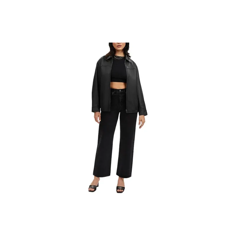 COACH SS24 Leather Jacket Women's Black-1