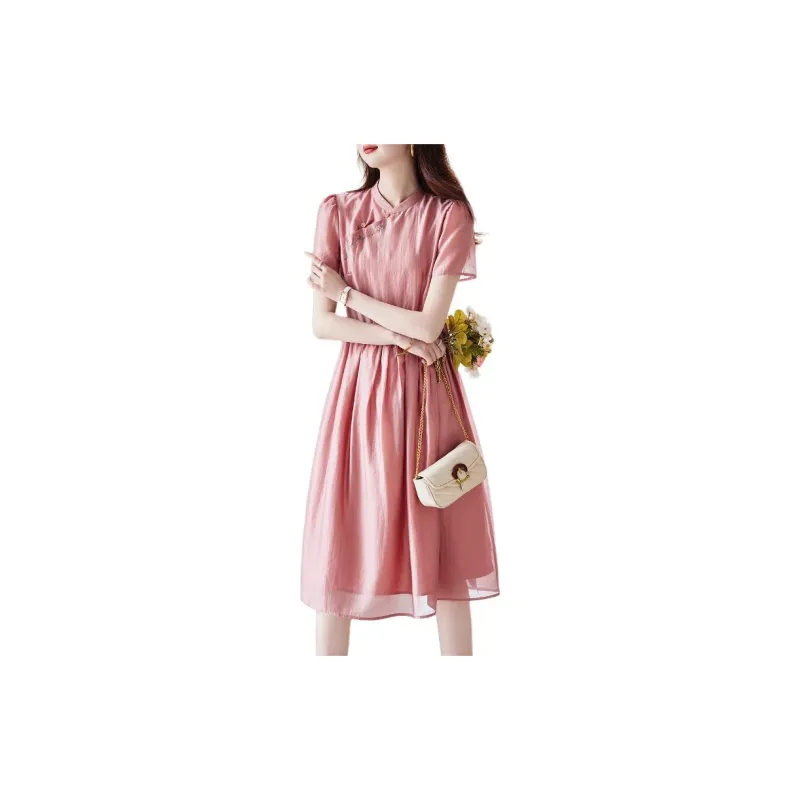Dme Short Sleeved Dresses Women's Light Peach Pink-1