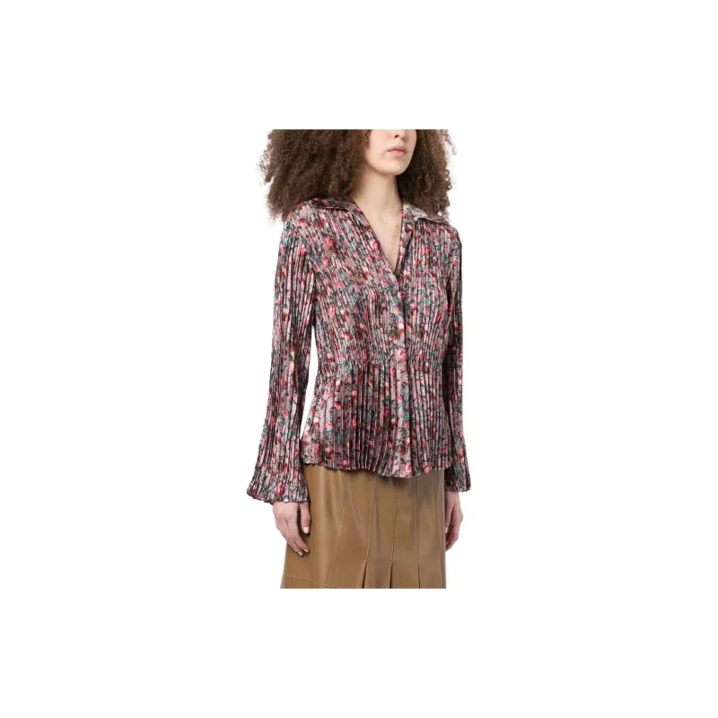 VINCE Berry Blooms Pleated Shirt-3