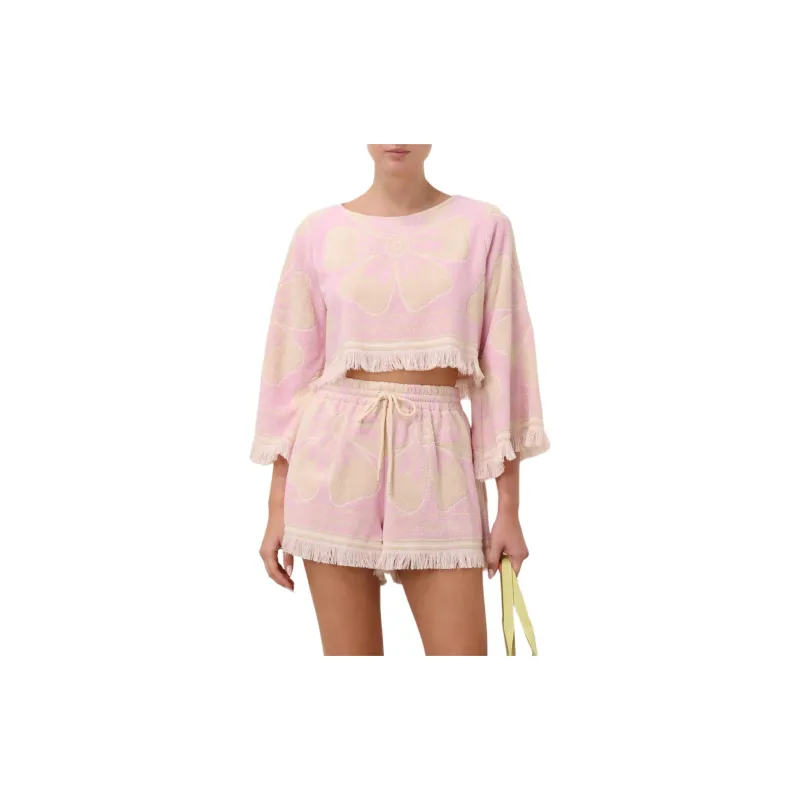 Zimmermann Pop Long Sleeved Towelling Crop Top-3