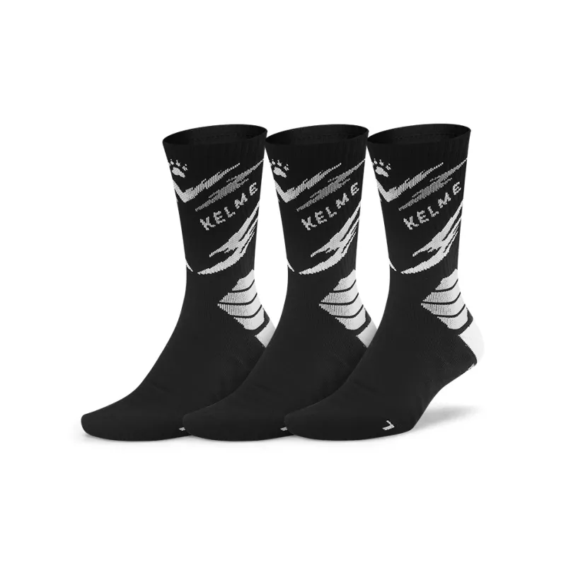 KELME Basketball Socks Unisex 3 Pack Black, White Blue, White Gray, White Green-0