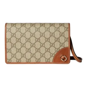 GUCCI Coated Canvas Shoulder Bag Extra Mini Unisex Beige & Dark Brown