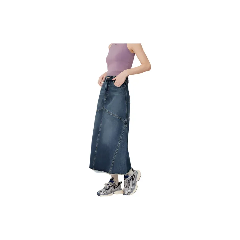 EICHITOO Denim Long Skirt Women's Denim Blue-2