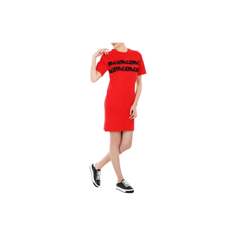 McQ Alexander McQueen Short Sleeved Dress Women's Red-2