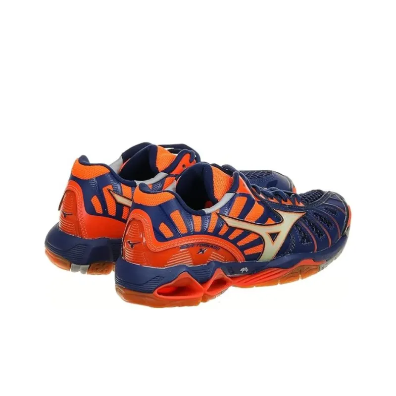 Mizuno Wave Tornado Cushioning Breathable Wear-Resistant Slip-Resistant Low-Top Running Shoes Unisex Blue Orange-2