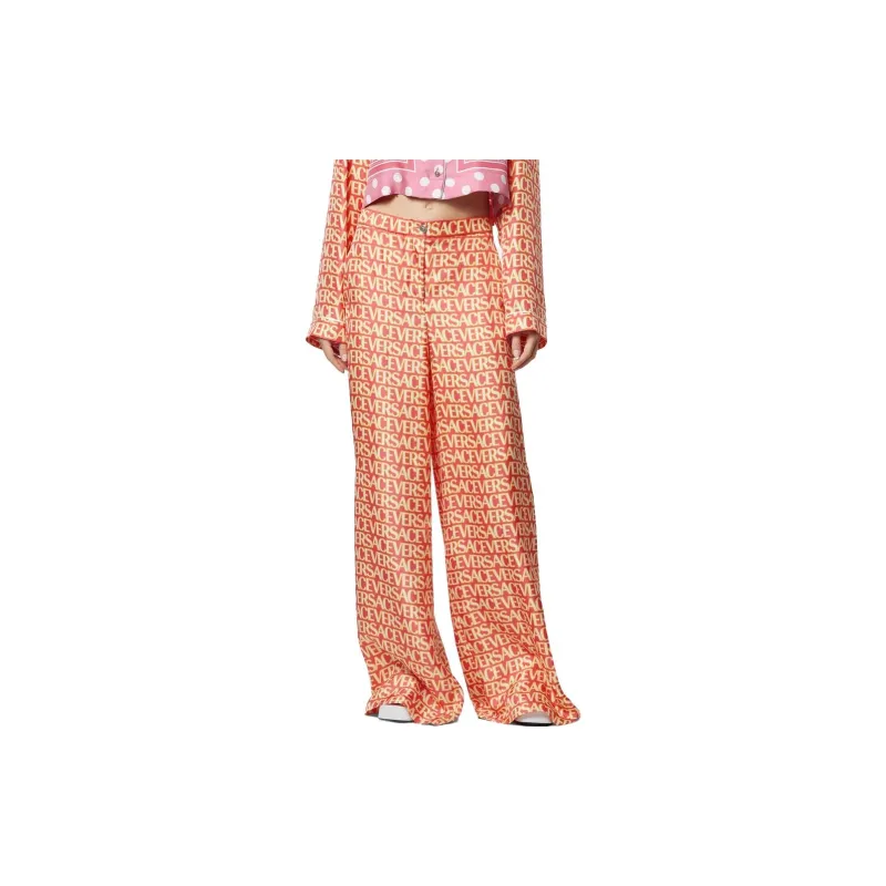 VERSACE Logo Printed Wide Leg Trousers-2