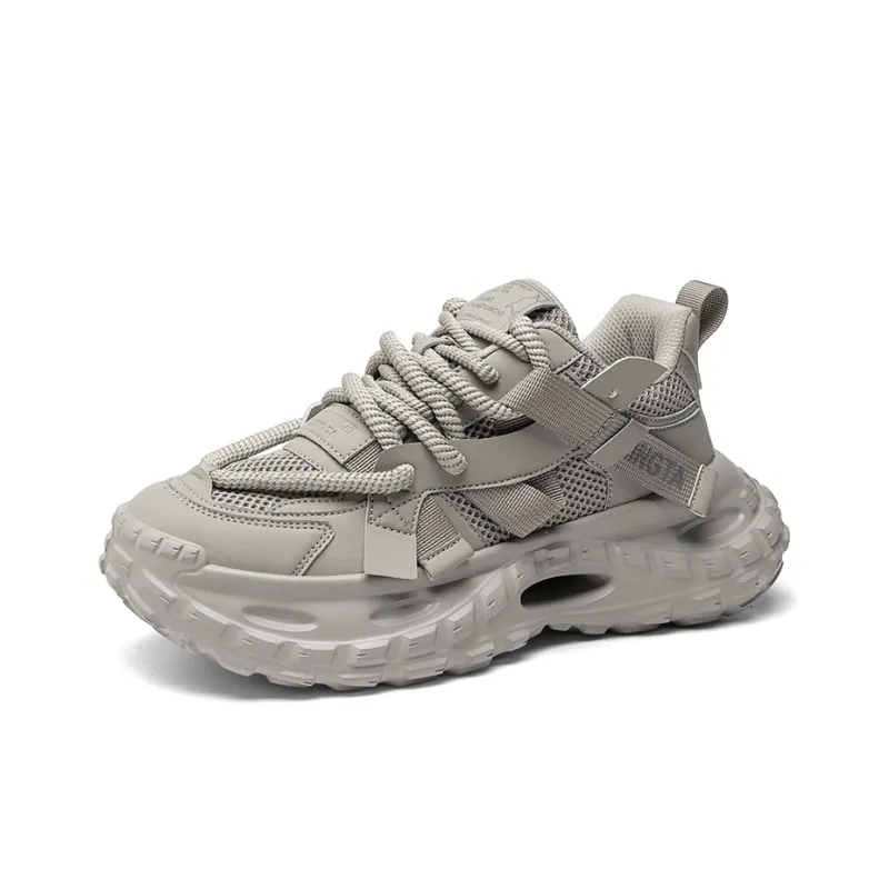 YIVELOVE Anti-Slip Wear-Resistant Low-Top Chunky Sneakers Men's Gray-1