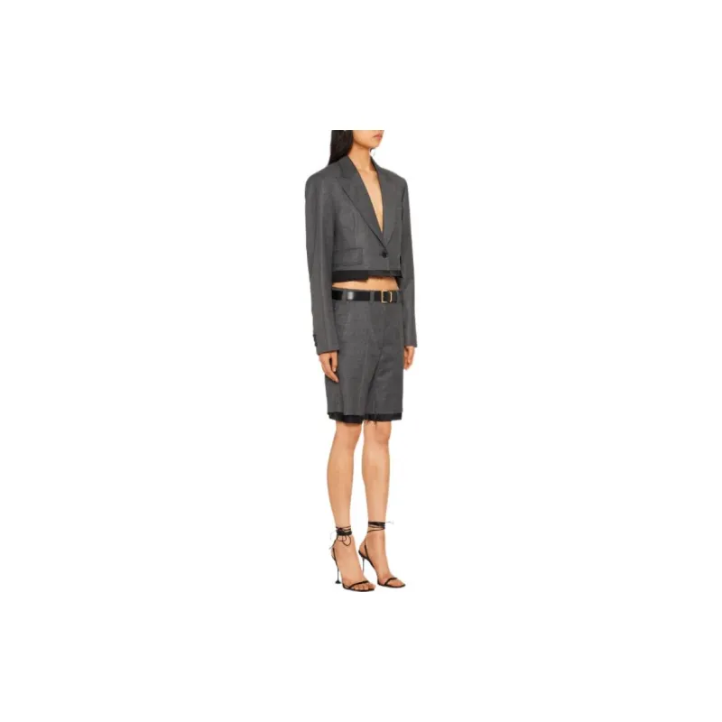 MIU MIU Grisaille Cropped Single breasted Blazer-3