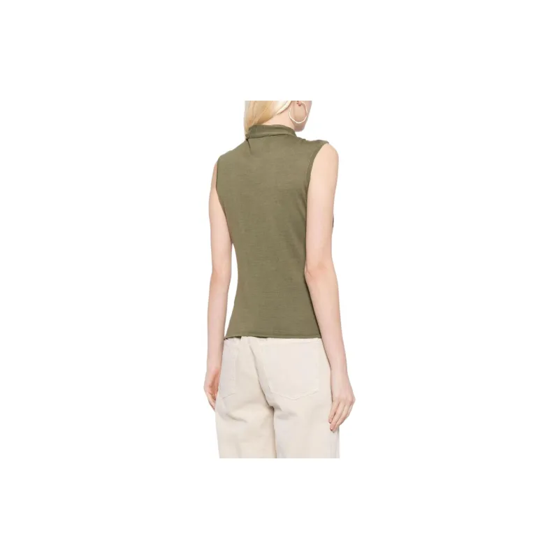 Lemaire Asymmetrical Sleeveless Cardigan 'Light Olive'-2