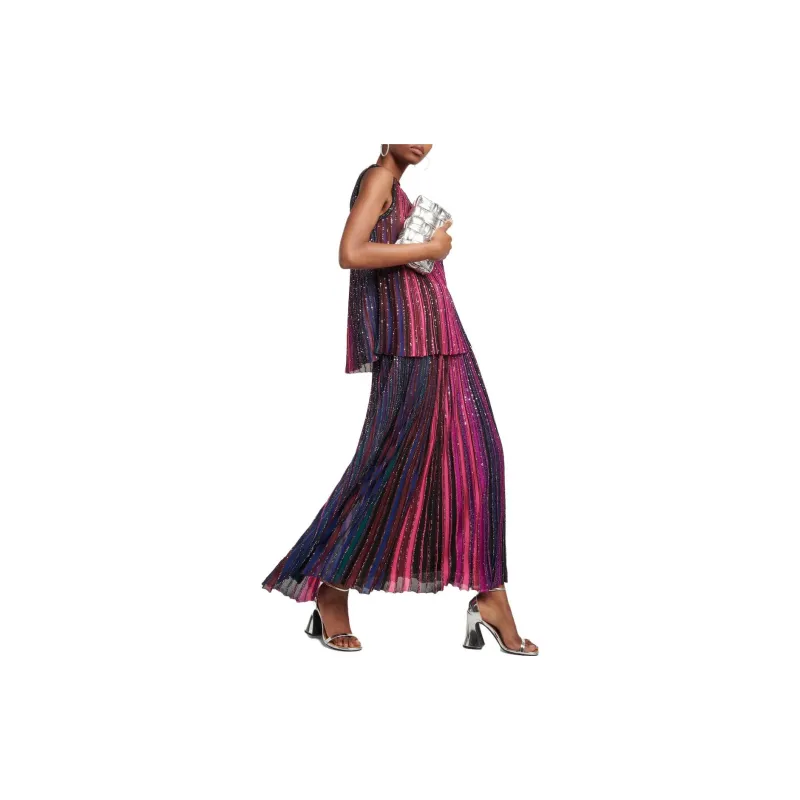 MISSONI Sequin embellished Pleated Striped Skirt-1