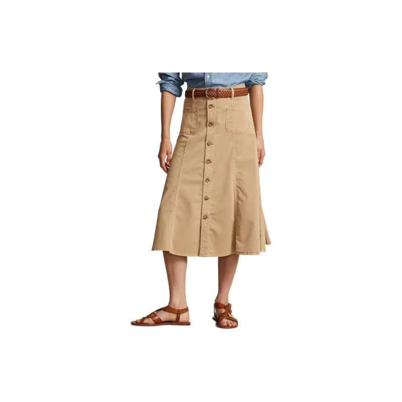 Polo Ralph Lauren SS24 Casual Long Skirt Women's Khaki-2