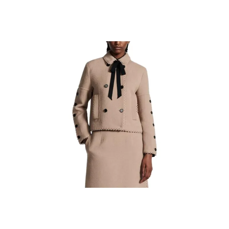 DIOR Laine Vierge Double Face Bouclette Beige Jackets Coats Women's Brown-2