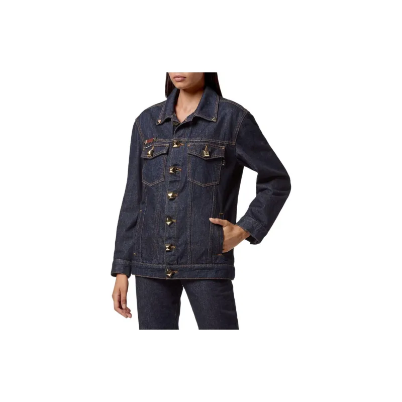 PHILIPP PLEIN FW22 Denim Jacket Women's Dark Blue-1