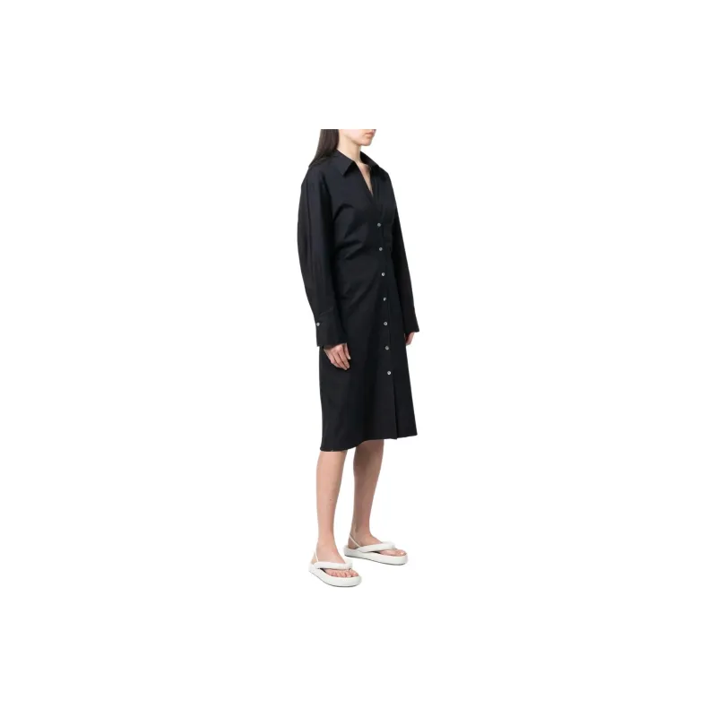 VINCE Pointed collar Cotton Shirt Dress-3
